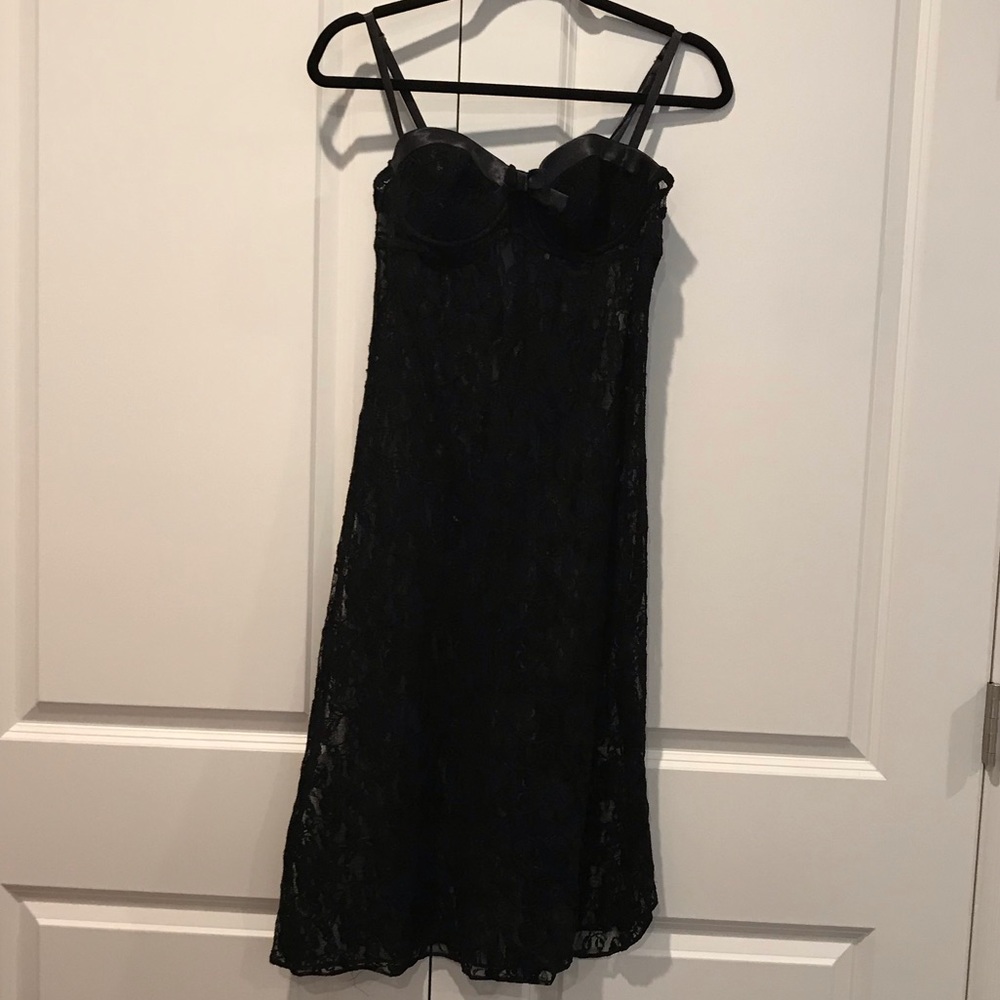 Flora Sheer Black Lace Nighty Nylon/Spandex